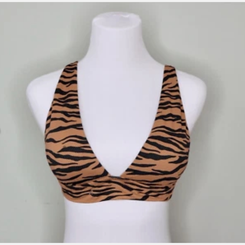 Aerie Zebra Tan  Tie Back Bikini Swimwear Top
